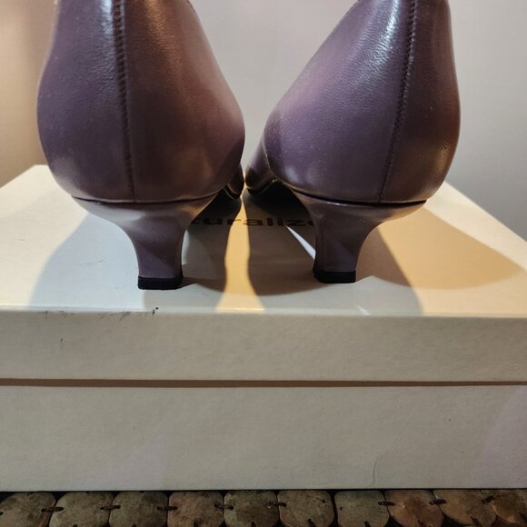 Naturalizer Railey Purple Leather Kitten Low Heel Pump Shoe Bow Women's Size 9.5 - Picture 7 of 10